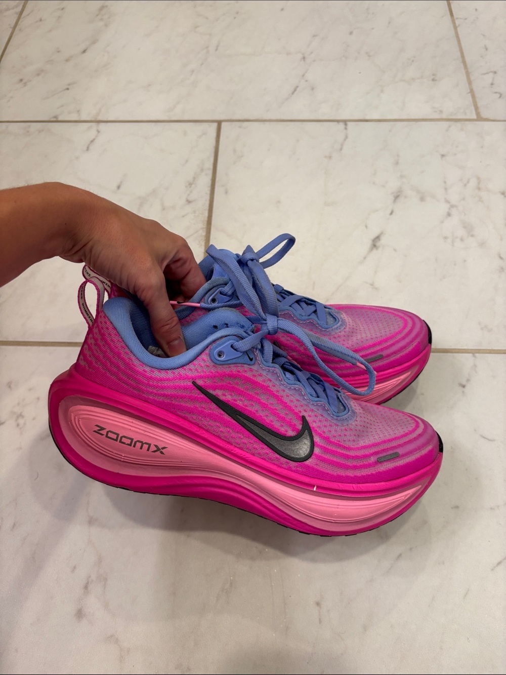 Nike Women's Pink and Blue Vomero Plus Running Sneakers